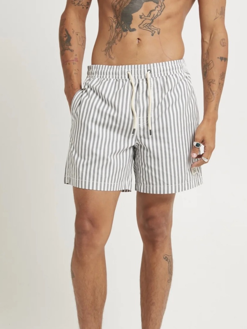 Arvust Dover Volley White and Grey Striped Boardshorts NEW